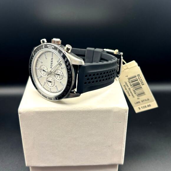 Fossil Autocross BQ2068 Mens Chronograph Stainless Steel Black Silicone Strap - Picture 6 of 17